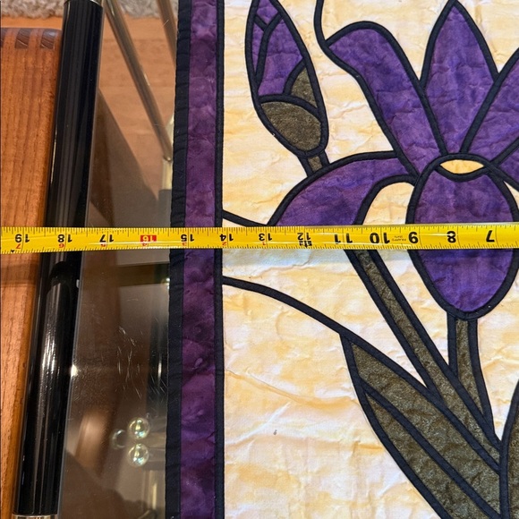 Purple and Yellow iris table cover quilt or Wall Hanging - Picture 4 of 6